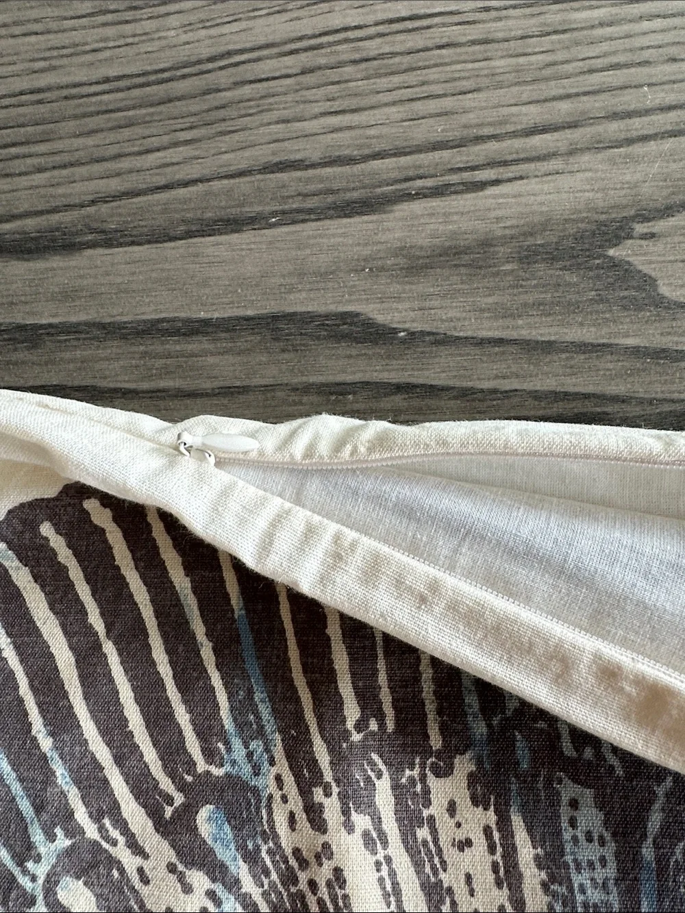 Pottery Barn Pillow Cover with Nautilus Shell Print - White, Gray, Blue 20” sq.